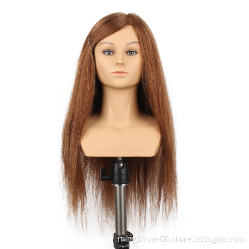 100% Asian natural hair practice styling hairdressing mannequin training head with shoulder